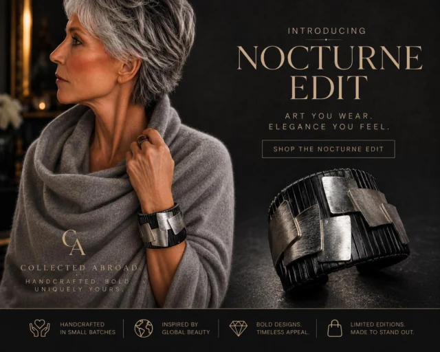 Introducing The Nocturne Edit.

A new collection of sculptural cuffs inspired by shadow, metals and moonlight. 

Handcrafted in Croatia by artist Ivan Midzic, each piece is created in limited quantities and selected for Collected Abroad.

Bold enough to feel like art. Elegant enough to wear every day.

Shop now at collectedabroad.com

#CollectedAbroad #QuietLuxury #WearableArt