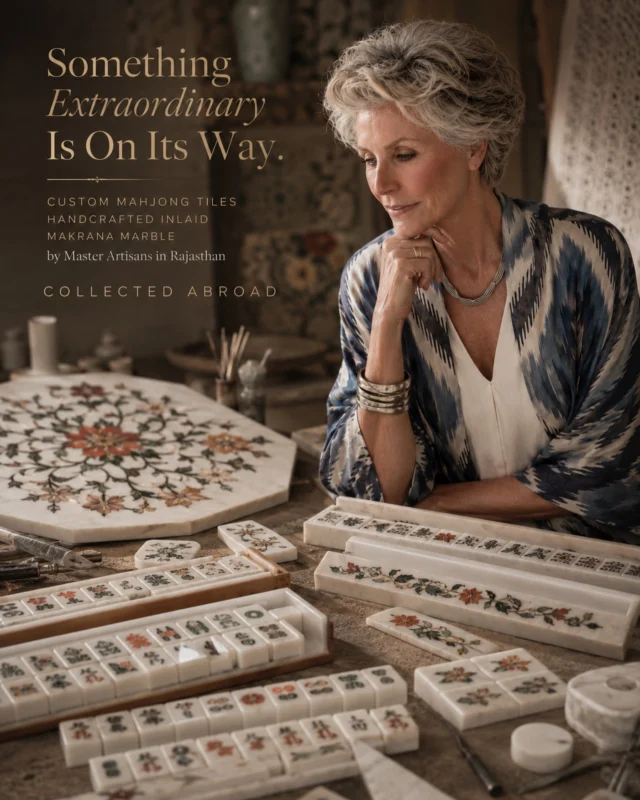 Exclusively from Collected Abroad. 

Luxury Mahjong, handcrafted in Rajasthan from Makrana marble and inlaid by descendants of the artisans who helped build the Taj Mahal.

The first look is coming soon.

#CollectedAbroad #LuxuryMahjong #IndianCraftsmanship #QuietLuxury #ComingSoon