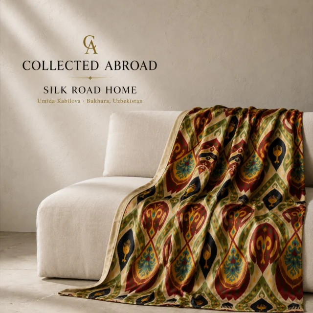 First Look: Bukhara Crest

Silk, color, and centuries of textile tradition—reimagined for the modern home.

The Bukhara Crest Throw, designed by Uzbek textile artist Umida Kabilova, is crafted in Bukhara from luminous silk adras, with every piece individually made and beautifully unique. Link in bio. 

Part textile. Part art. Entirely extraordinary.

Collected Abroad | Silk Road Home

#CollectedAbroad #UmidaKabilova #SilkAdras #UzbekTextiles #ArtfulInteriors