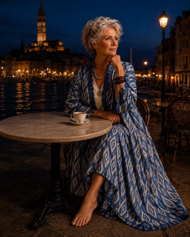 THE WOMAN IN THE CAFTAN — PART VIII
Rovinj, Croatia

They nearly caught up with her in Rovinj.

Nearly.

A waiter remembered a woman sitting alone beside the harbor until midnight.

Long silk caftan. Tousled hair. No shoes.

She left behind an untouched espresso and a note with only two words:

Bukhara. Tomorrow.

Curiously, there was something else next to the saucer.

A copper and black woven cuff.

Nobody touched it.

Continue the story—and meet the artisans behind it at CollectedAbroad.com.

#CollectedAbroad #Rovinj #IvanMidzic #SilkRoadAtelier #TheWomanInTheCaftan
